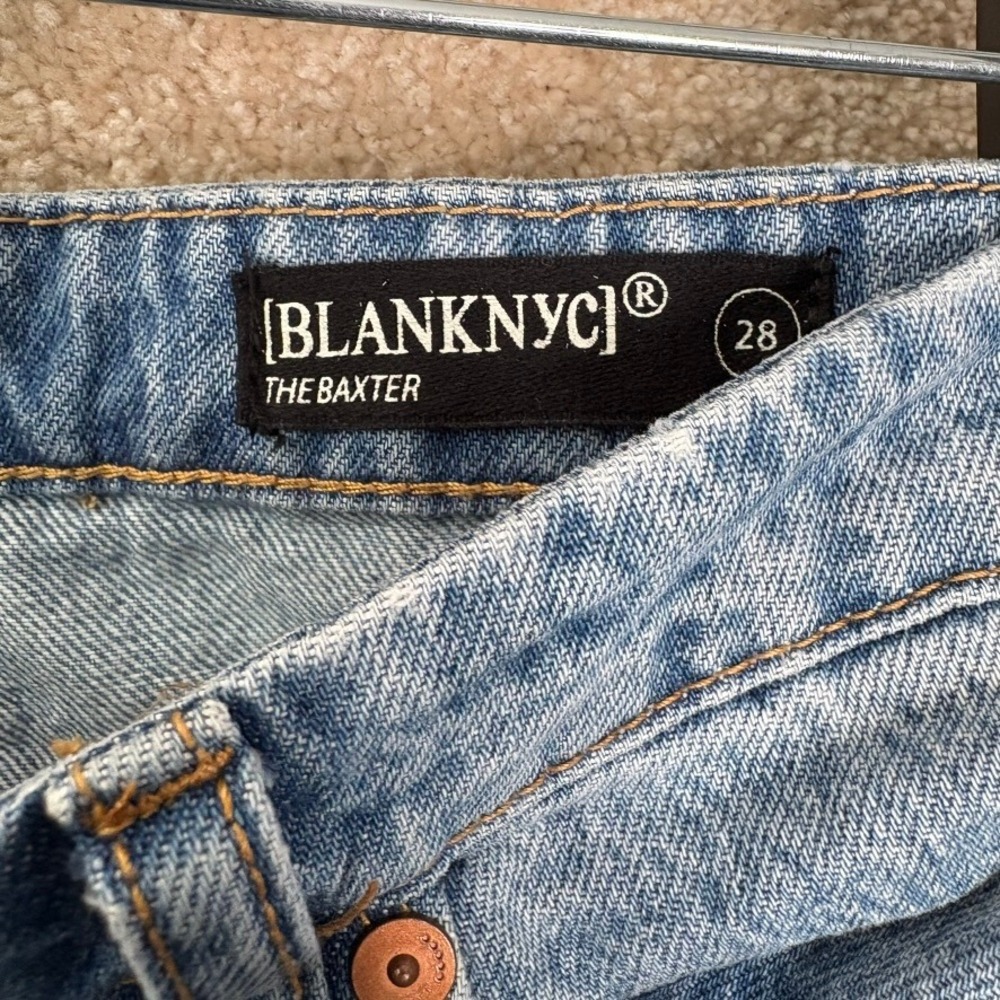 BLANKNYC Jeans Women's 28 Blue Distressed Baxter Ribcage Straight Leg High Rise - Picture 4 of 8